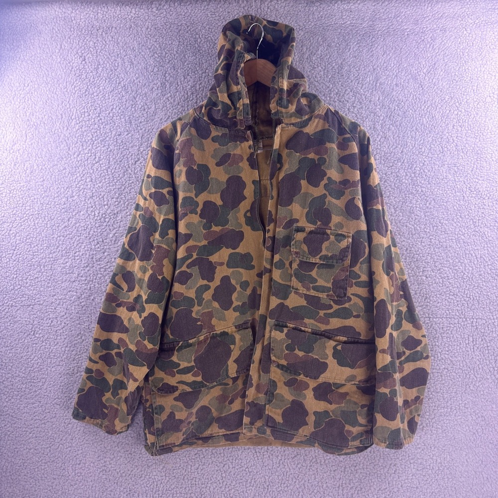 Vintage Apollo Sportswear Duck Camo Hunting Jacket Mens Large Full Zip Hooded